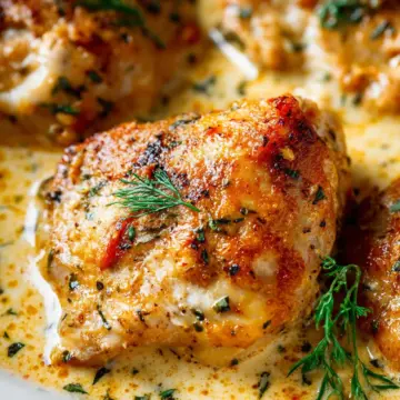 Creamy Oven Baked Chicken Thighs