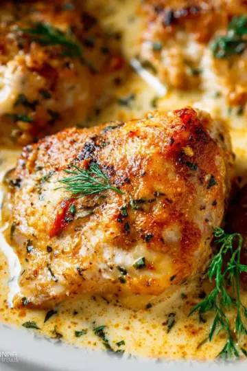 Creamy Oven Baked Chicken Thighs