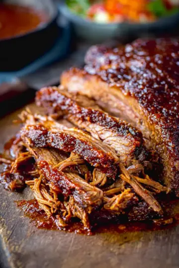 Caramelized Pulled Beef Brisket in a Rich Spicy Sauce