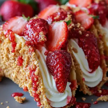 Strawberry Crunch Cheesecake Tacos