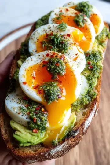 Jammy Egg, Avocado & Pesto Toast