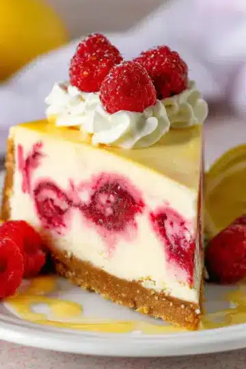 Lemon Raspberry Swirl Cheesecake