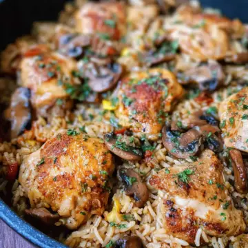 One Pot Chicken and Mushroom Rice