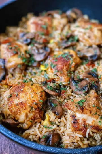 One Pot Chicken and Mushroom Rice