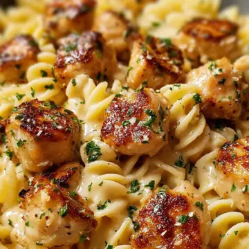 Garlic Butter Chicken Bites with Creamy Parmesan Pasta