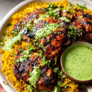 Peruvian Chicken & Rice with Green Sauce